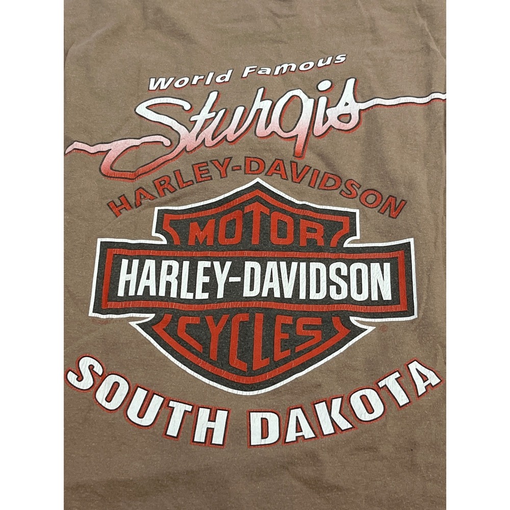 Harley Davidson Sturgis Black Hills Rally‎ 2002 Men's Graphic T-Shirt Brown Sz L